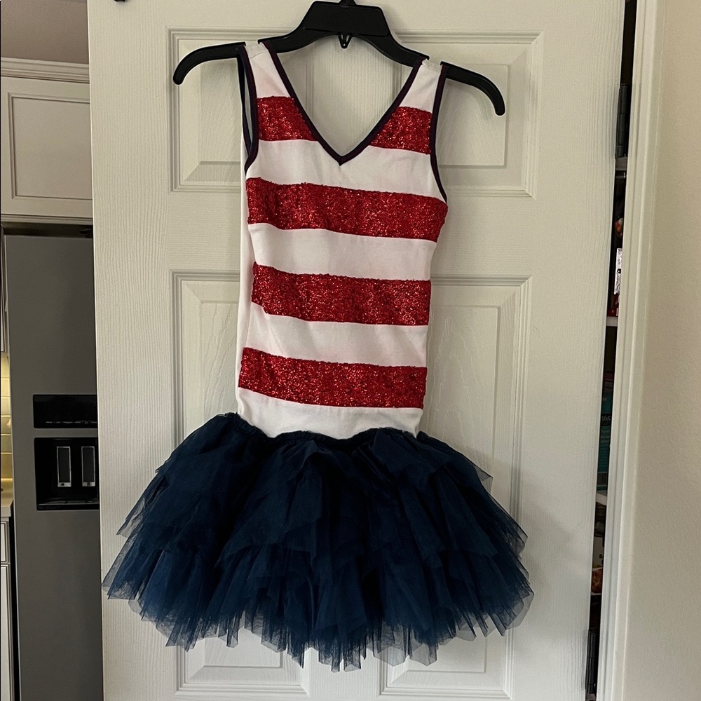 Ooh! La, La! Couture Red and White Striped Dress with Blue Tutu